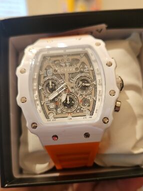 ACTIVA White Case Orange Strap Chronograph Watch